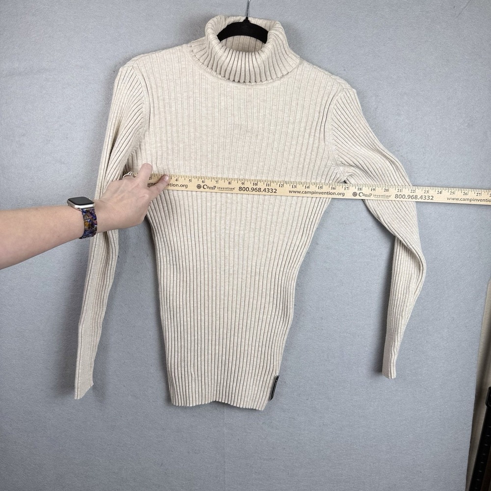 Ruff Hewn Turtleneck Sweater Womens M Cream Cotton Ribbed Classic Cozy‎ Preppy - Picture 2 of 6